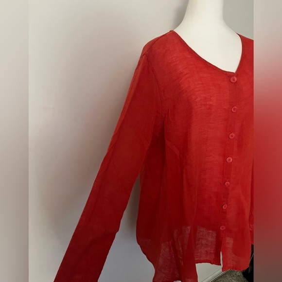 Flax Linen Blend Lagenlook Button Front Tunic Small - Picture 3 of 7